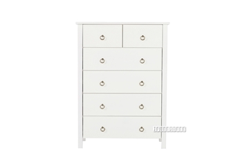 Picture of Metro Solid Pine 6 drawer Tallboy White