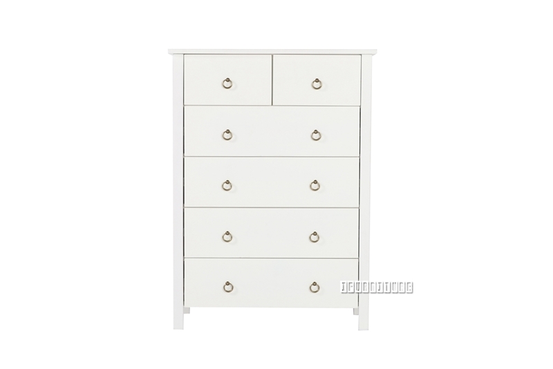 Picture of Metro Solid Pine 6 drawer Tallboy White