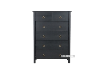 Picture of Metro Solid Pine 6 drawer Tallboy Black