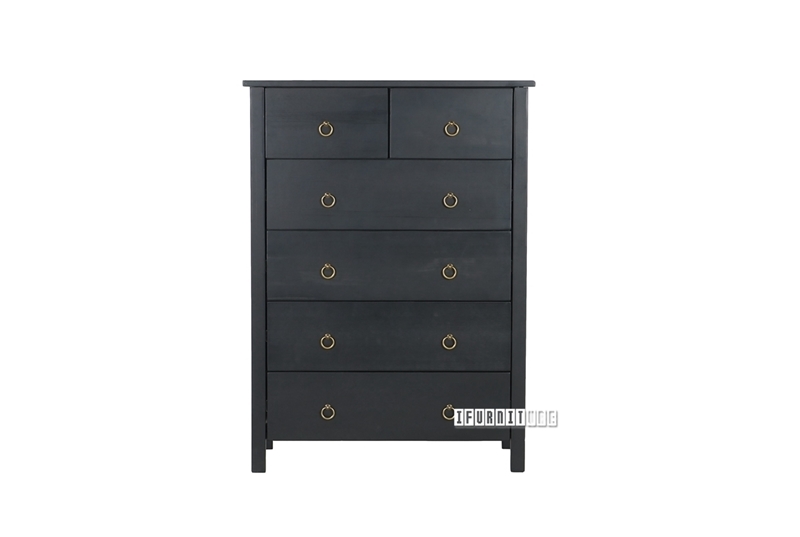 Picture of Metro Solid Pine 6 drawer Tallboy Black