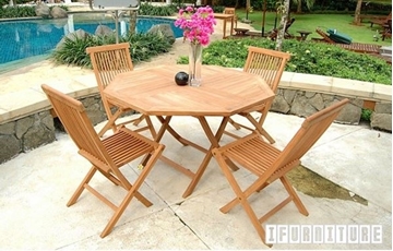 Picture of BALI SOLID TEAK  5PCS TABLE SET  WITH UMBRELLA HOLE  MODEL 037