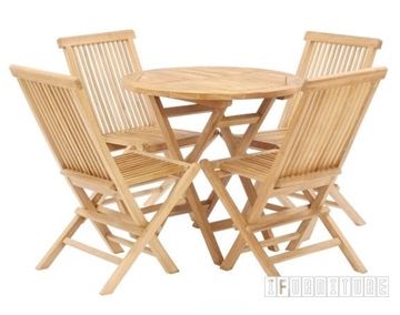 Picture of BALI SOLID TEAK 5PCS ROUND FOLDING  TABLE SET MODEL 122