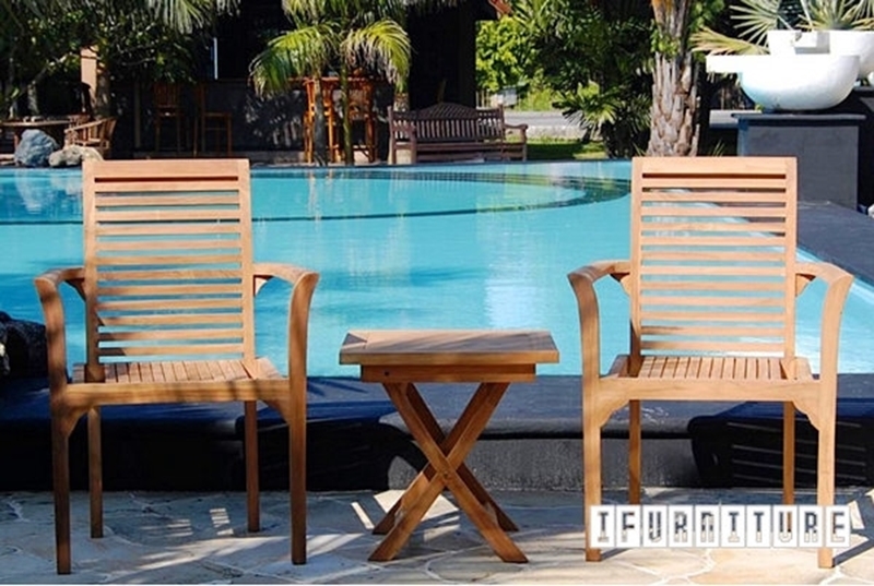 Picture of BALI SOLID TEAK ARM CHAIR & TABLE 3 PC SET