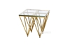 Picture of LELLA SQUARE CLEAR GLASS SIDE TABLE * ANGULAR SHAPED GOLD