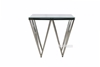 Picture of LELLA SQUARE CLEAR GLASS SIDE TABLE * ANGULAR SHAPED SILVER