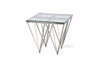 Picture of LELLA SQUARE CLEAR GLASS SIDE TABLE * ANGULAR SHAPED SILVER