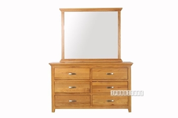 Picture of (FINAL SALE)NOTTINGHAM 6DRW DRESSER TABLE WITH MIRROR *SOLID OAK