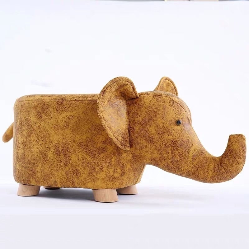 Picture of Hardwood yellow elephant Ottoman