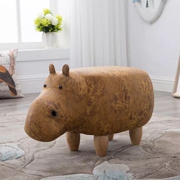 Picture of BIG Hardwood YELLOW HIPPO Ottoman