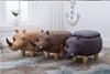 Picture of BIG Hardwood YELLOW RHINOCEROS Ottoman