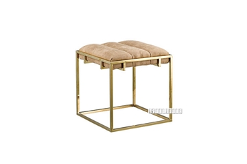 Picture of CANARY GOLD FRAME FOOT STOOL *BEIGE VELVET