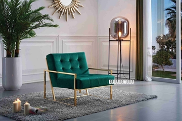 Picture of Lantel GOLD STAINLESS LOUNGE CHAIR *GREEN VELVET