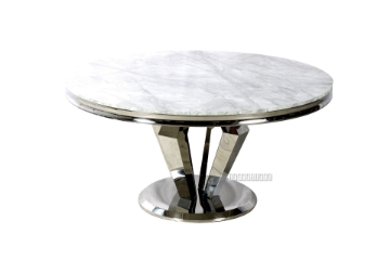 Picture of NUCCIO 54" MARBLE TOP STAINLESS ROUND DINING TABLE *LIGHT GREY