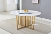 Picture of MARBELLO 140 ROUND MARBLE TOP STAINLESS STEEL DINING TABLE *GOLD