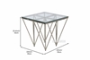 Picture of LELLA SQUARE CLEAR GLASS SIDE TABLE * ANGULAR SHAPED SILVER