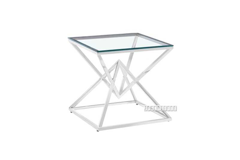 Picture of PYRAMID CLEAR GLASS TOP SIDE TABLE *SILVER