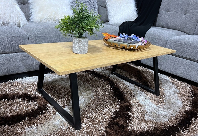 Picture of HENMAN 110 RECTANGLE TOP AND STRAIGHT LEG COFFEE TABLE *OAK AND BLACK