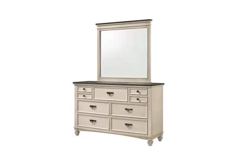 Picture of Charles Antique White/Brown Dresser with Mirror