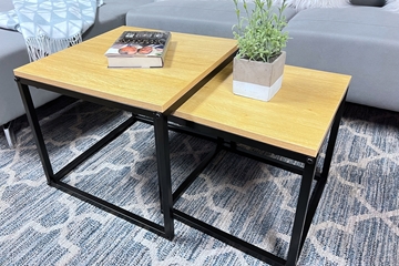 Picture of HENMAN SQUARE NESTING TABLE *OAK AND BLACK