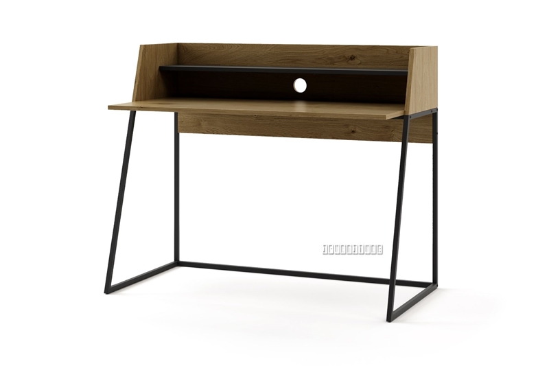 Picture of LOIRE 120 OFFICE DESK WITH SHELF *OAK AND BLACK