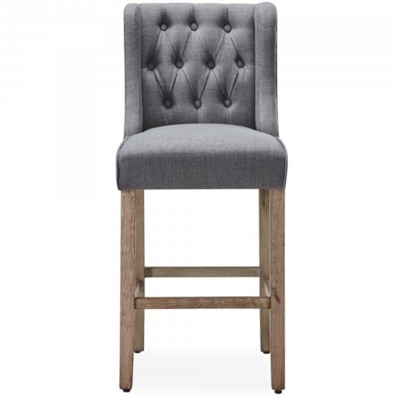 Picture of Calila Tufted Farmhouse Style Wingback  Bar Stools   --Gray