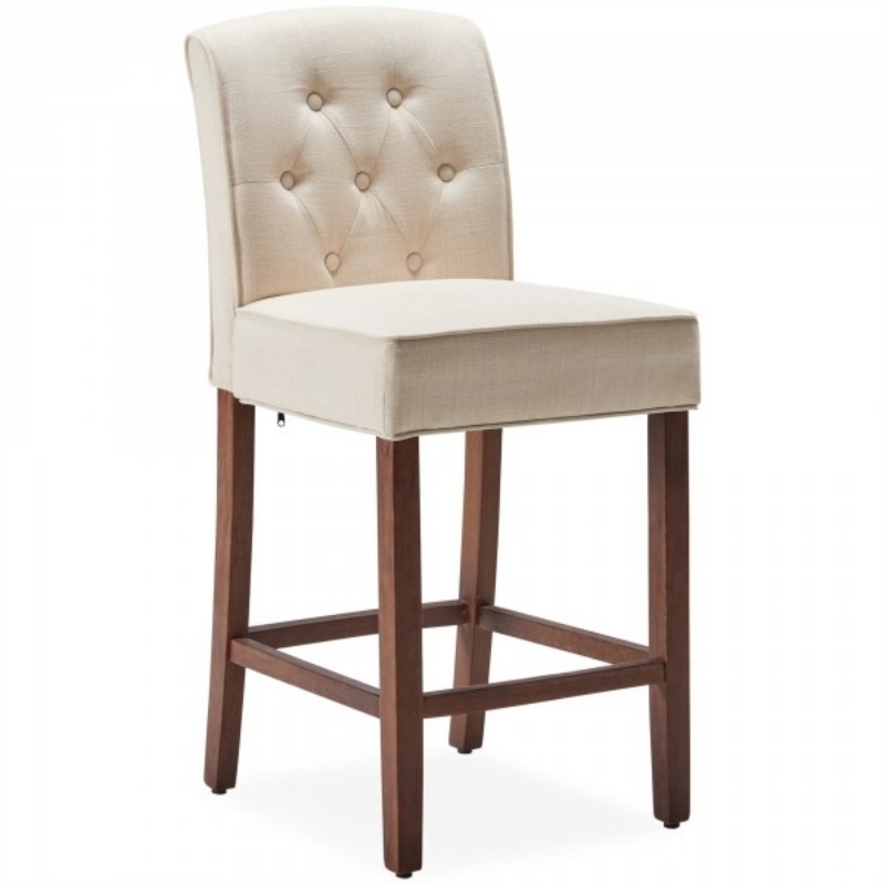 Picture of Calila Tufted Farmhouse Style  Bar Stools   --Beige