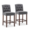 Picture of Calila Tufted Farmhouse Style  Bar Stools   --Gray